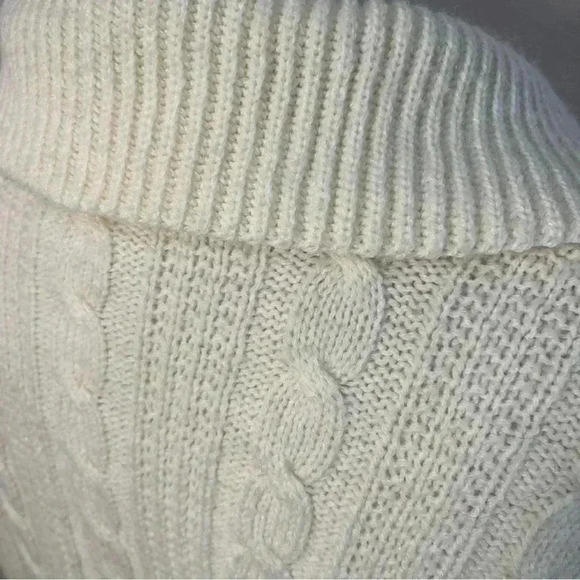 Vintage | Cableknit Collared Pullover Sweater - Cream / Sz M - Picture 6 of 8